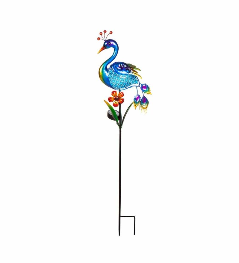 Garden Stakes |   36"H Solar Garden Stake, Peacock, 36"W x 9.45"H x 2.76"D Garden Decor Garden Stakes