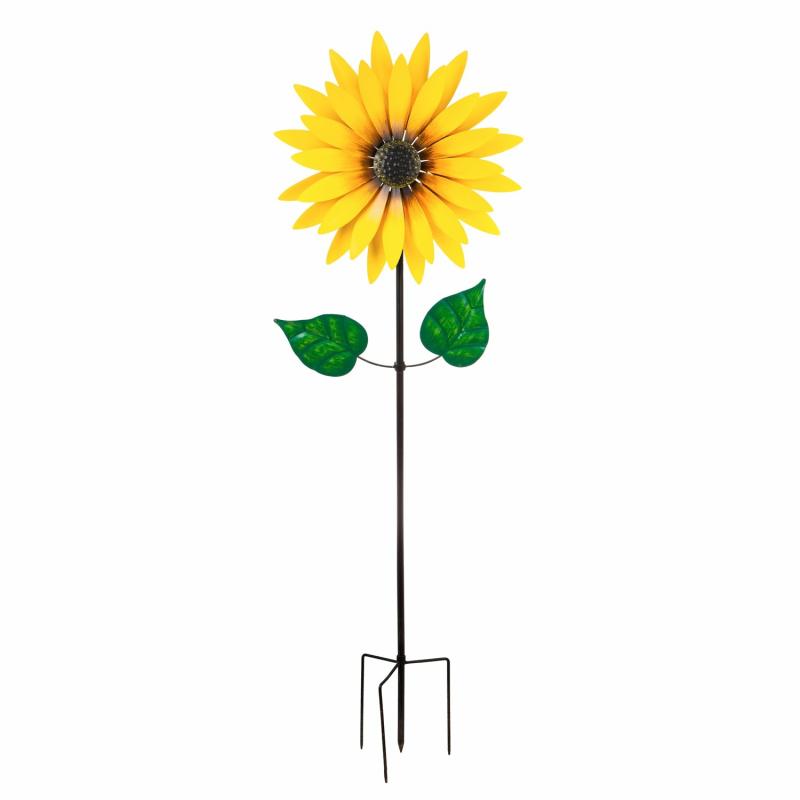 Garden Stakes |   75"H Sunflower Statement Wind Spinner, 24"W x 75"H x 10.25"D Garden Decor Garden Stakes