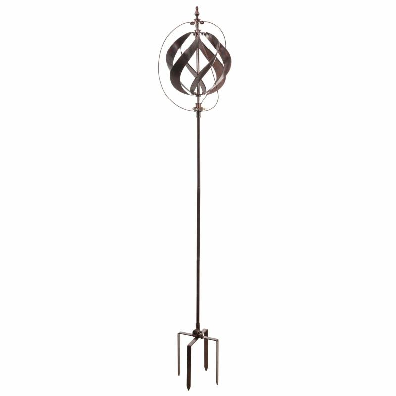 Garden Stakes |   85.5"H Misting Wind Spinner, Copper Sphere, 17.5"W x 85.5"H x 17.5"D Garden Decor Garden Stakes