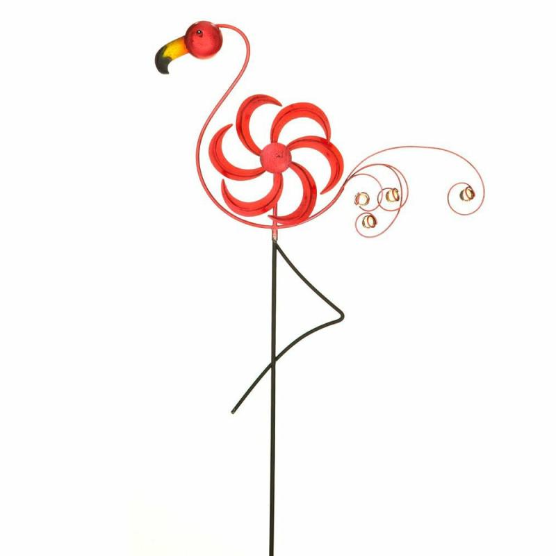 Garden Stakes |   Cheerful Summer Days Flamingo Windspinner Garden Stake, 31.1"W x 3.15"H x 14.57"D Garden Decor Garden Stakes