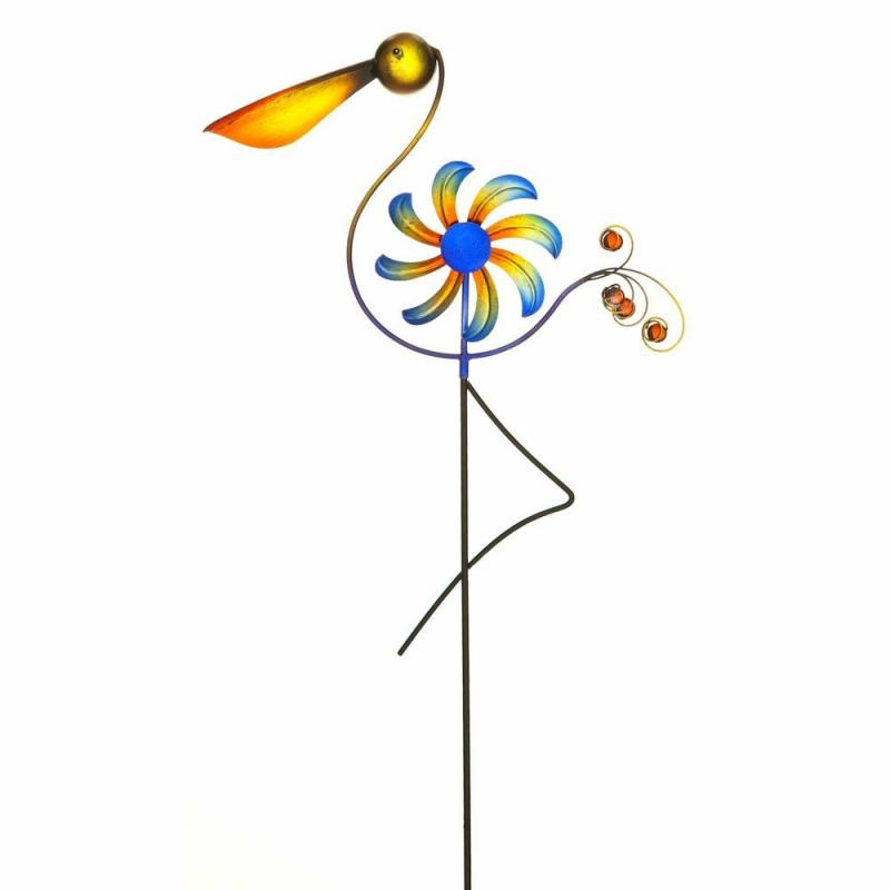 Garden Stakes |   Cheerful Summer Days Pelican Bird Windspinner Garden Stake, 31.1"W x 2.56"H x 14.96"D Garden Decor Garden Stakes