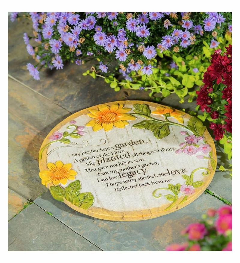 Garden & Memorial Stones |   Mother Memorial Wishgivers Resin Garden Stone, 11.02"W x 0.98"H x 11.02"D Garden & Memorial Stones Garden & Memorial Stones