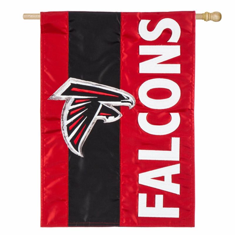 House Flags |   Atlanta Falcons Mixed-Material Embellished Appliqué House Flag, 0.5"W x 44"H x 28"D House & Garden Flags House Flags