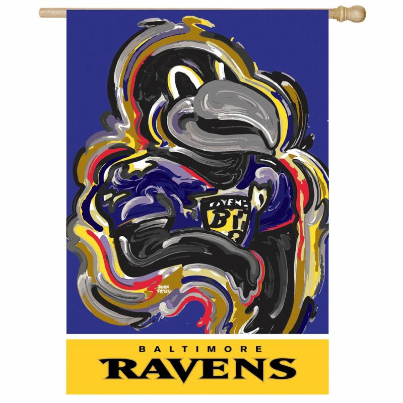 House Flags |   Baltimore Ravens Justin Patten Suede House Flag, 43"W x 0.2"H x 29"D House & Garden Flags House Flags