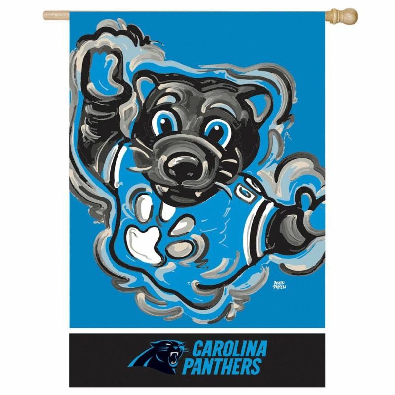 House Flags |   Carolina Panthers Justin Patten Suede House Flag, 0.2"W x 43"H x 29"D House & Garden Flags House Flags