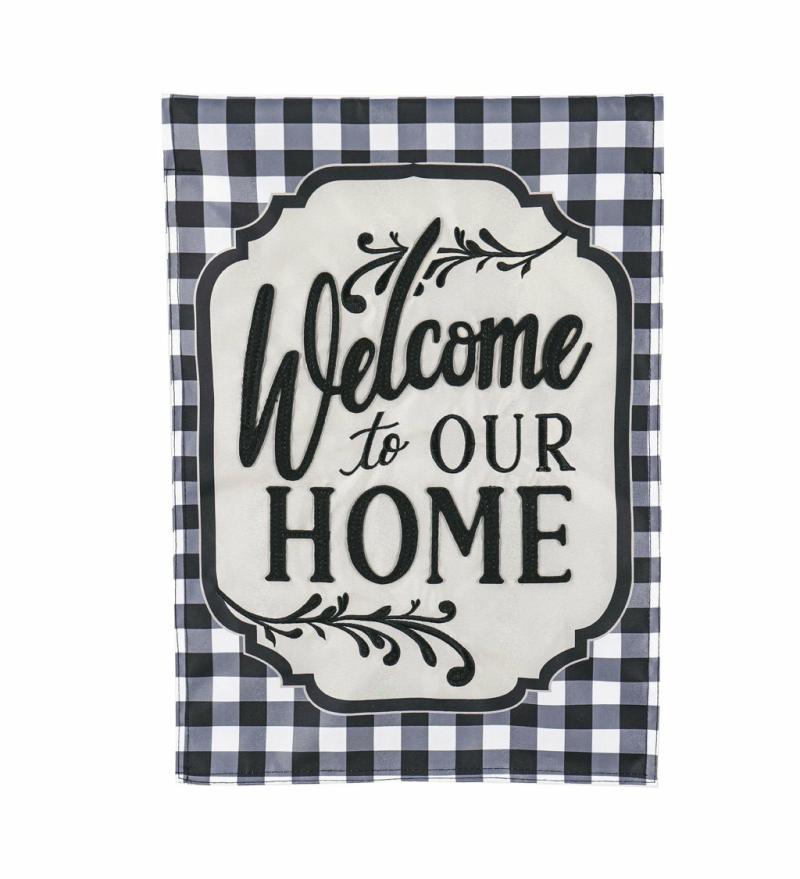 House Flags |   Classic Welcome Home House Applique Flag, 28"W x 44"H x 0.5"D House & Garden Flags House Flags