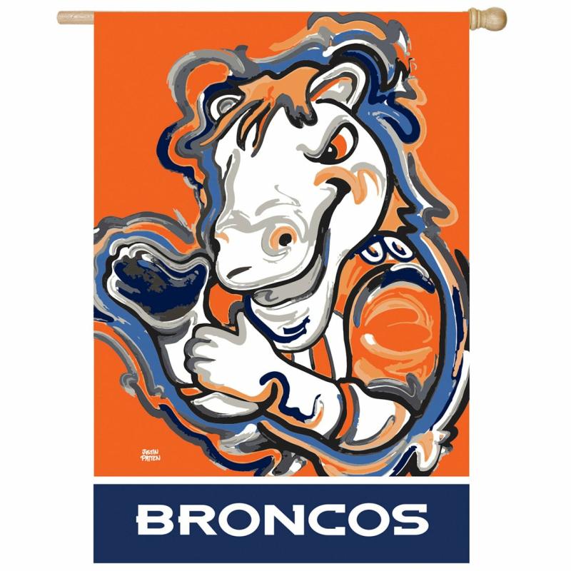 House Flags |   Denver Broncos Justin Patten Suede House Flag, 0.2"W x 43"H x 29"D House & Garden Flags House Flags