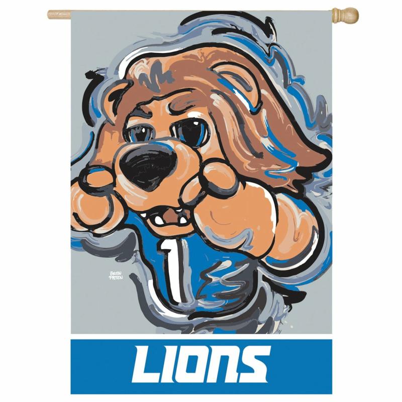 House Flags |   Detroit Lions Justin Patten Suede House Flag, 43"W x 0.2"H x 29"D House & Garden Flags House Flags