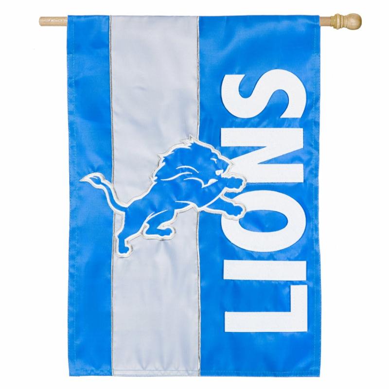 House Flags |   Detroit Lions Mixed-Material Embellished Applique House Flag, 0.1"W x 44"H x 28"D House & Garden Flags House Flags