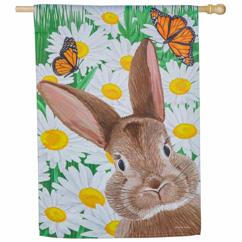 House Flags |   Hello Bunny Suede House Flag, 29"W x 43"H x 0.2"D Celebration & Occasion Flags Celebration & Occasion Flags