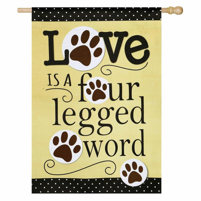 House Flags |   Love Is A Four-Legged Word Suede House Flag, 29"W x 43"H x 0.12"D House & Garden Flags House Flags