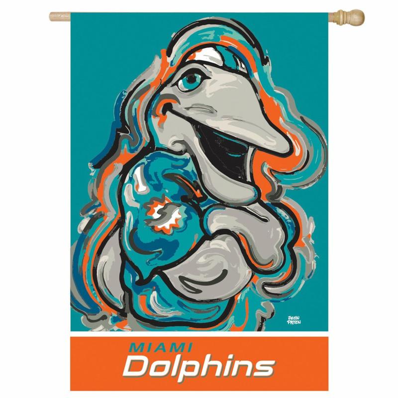 House Flags |   Miami Dolphins Justin Patten Suede House Flag, 0.2"W x 43"H x 29"D House & Garden Flags House Flags