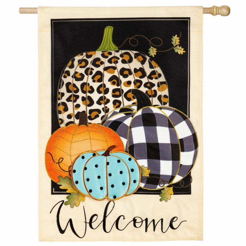 House Flags |   Mixed Print Pumpkins House Linen Flag, 28"W x 0.5"H x 44"D House & Garden Flags House Flags