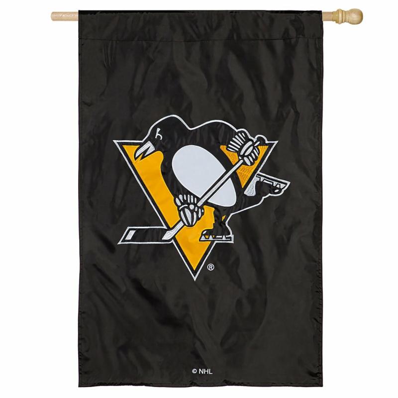 House Flags |   Pittsburgh Penguins Applique House Flag, 44"W x 0.1"H x 28"D House & Garden Flags House Flags