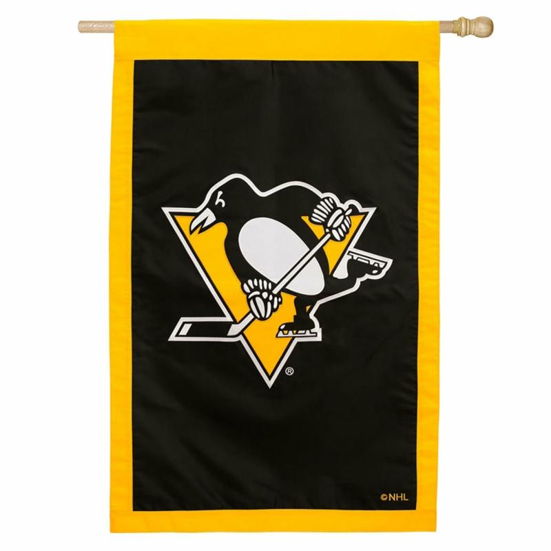 House Flags |   Pittsburgh Penguins Applique House Flag, 44"W x 0.1"H x 28"D House & Garden Flags House Flags