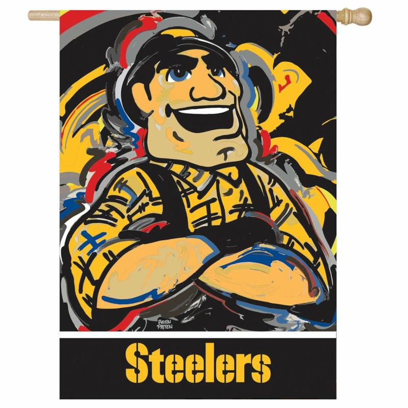 House Flags |   Pittsburgh Steelers Justin Patten Suede House Flag, 0.2"W x 43"H x 29"D House & Garden Flags House Flags