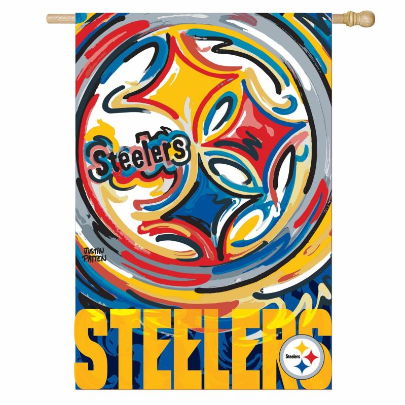 House Flags |   Pittsburgh Steelers Justin Patten Suede House Flag, 43"W x 0.2"H x 29"D House & Garden Flags House Flags