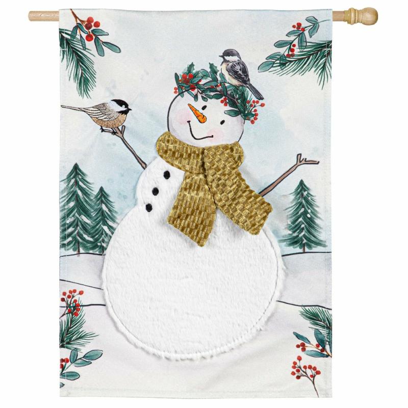 House Flags |   Snowman Linen House Flag, 0.5"W x 44"H x 28"D House & Garden Flags House Flags