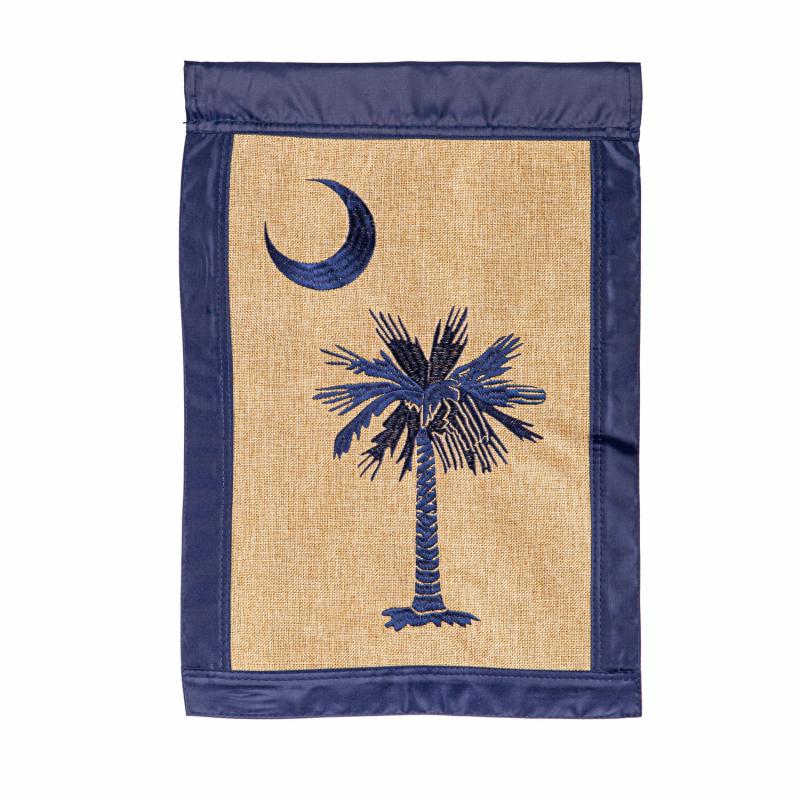 House Flags |   South Carolina Palmetto Burlap House Flag, 28"W x 44"H x 0.25"D House & Garden Flags House Flags