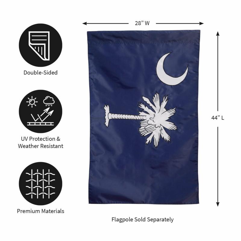 House Flags |   South Carolina State Applique House Flag, 28"W x 44"H x 0.25"D House & Garden Flags House Flags