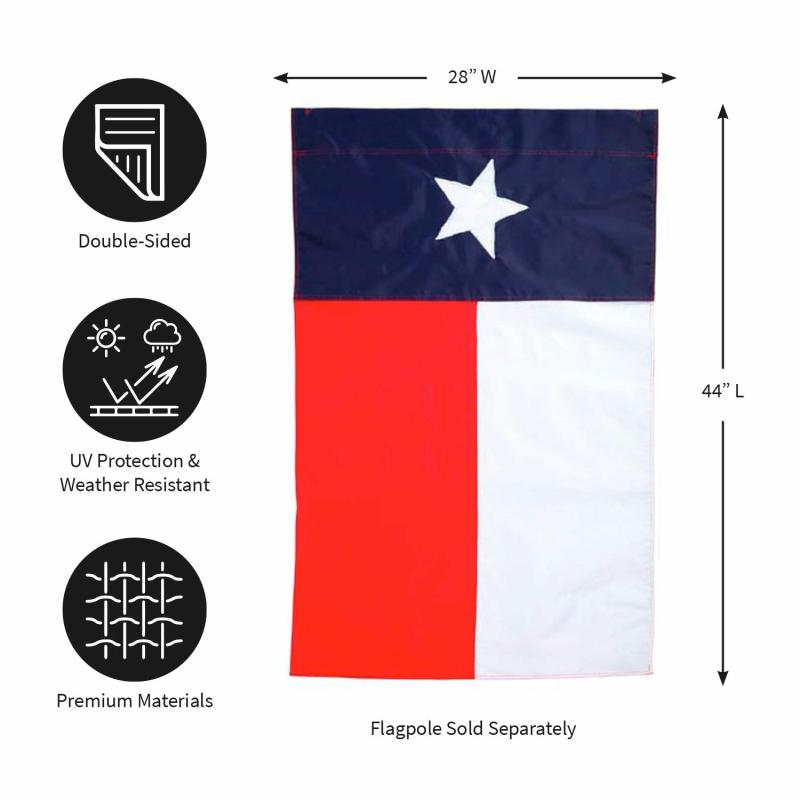 House Flags |   Texas State Applique House Flag, 0.5"W x 44"H x 28"D House & Garden Flags House Flags