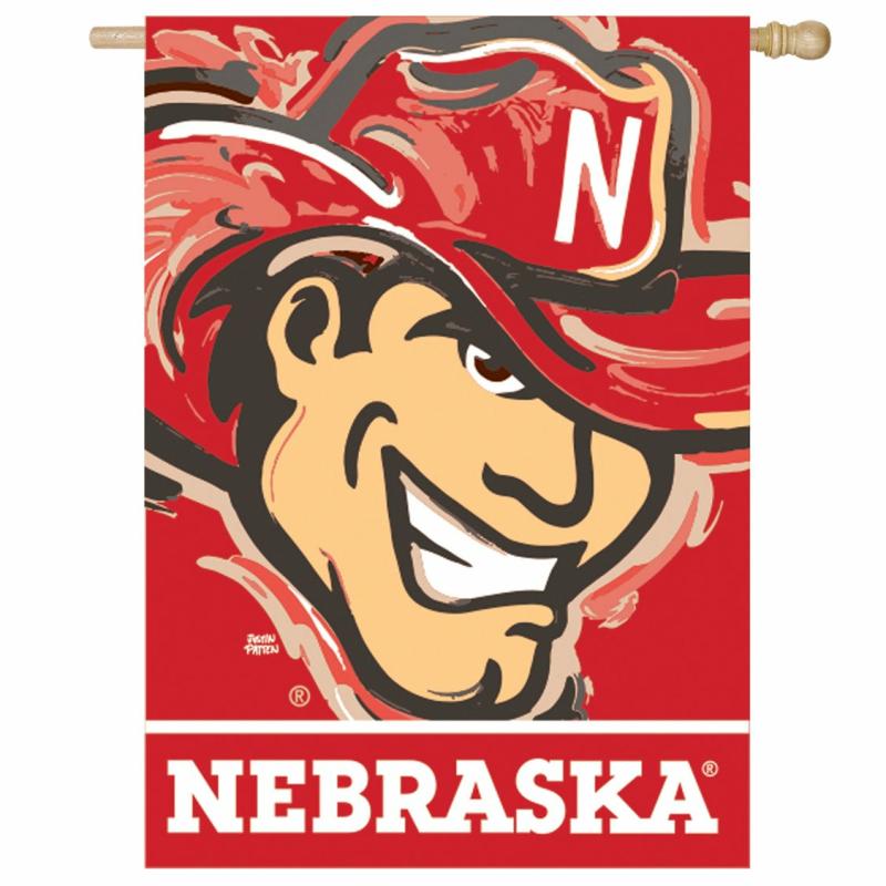 House Flags |   University Of Nebraska Justin Patten Suede House Flag, 0.2"W x 43"H x 29"D House & Garden Flags House Flags