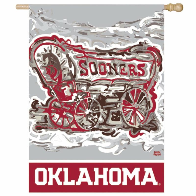 House Flags |   University Of Oklahoma Justin Patten Suede House Flag, 43"W x 0.2"H x 29"D House & Garden Flags House Flags