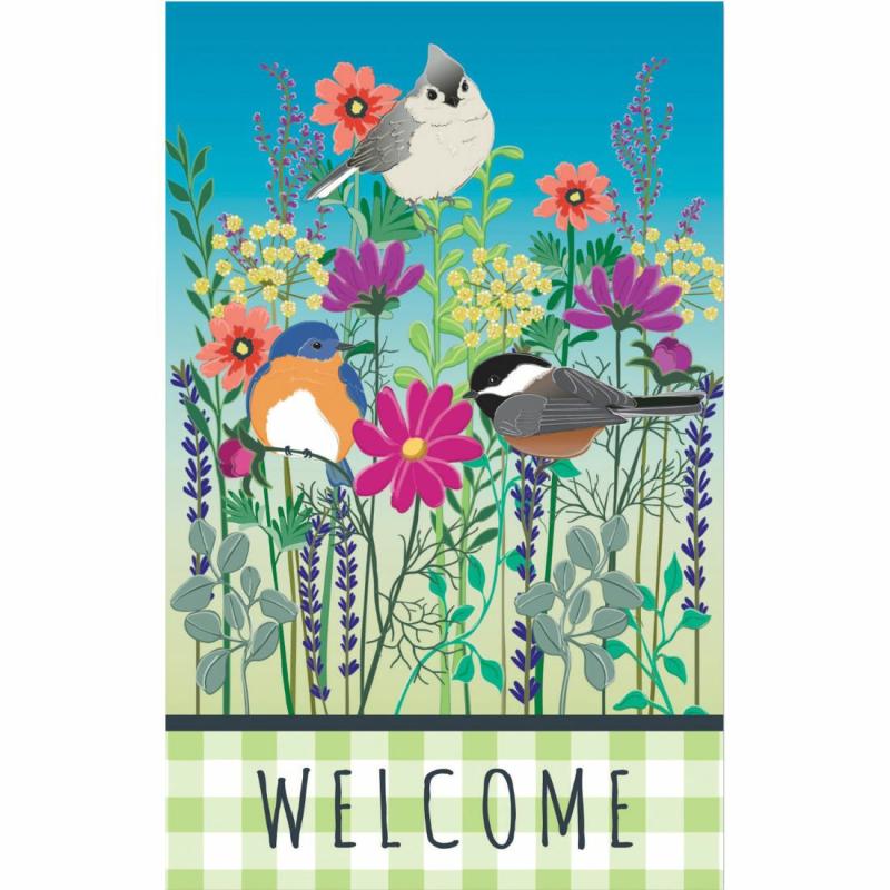 House Flags |   Wild Flowers Welcome House Linen Flag, 28"W x 0.5"H x 44"D House & Garden Flags House Flags