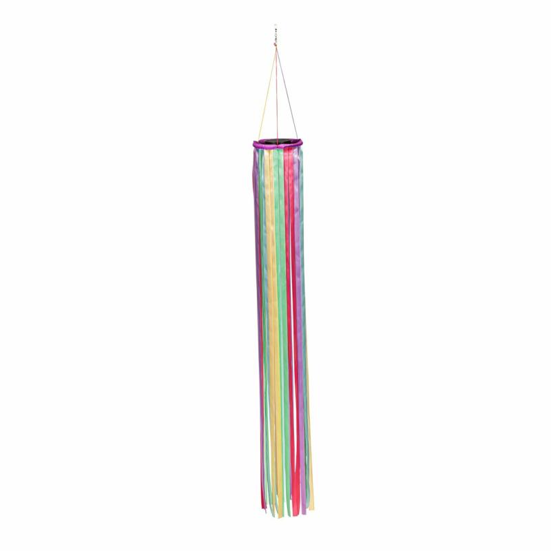 Kinetics & Wind Spinners |   Playful Pastels Ribbon Solar Powered Windsock, 6"W x 47"H x 6"D Garden Decor Kinetics & Wind Spinners