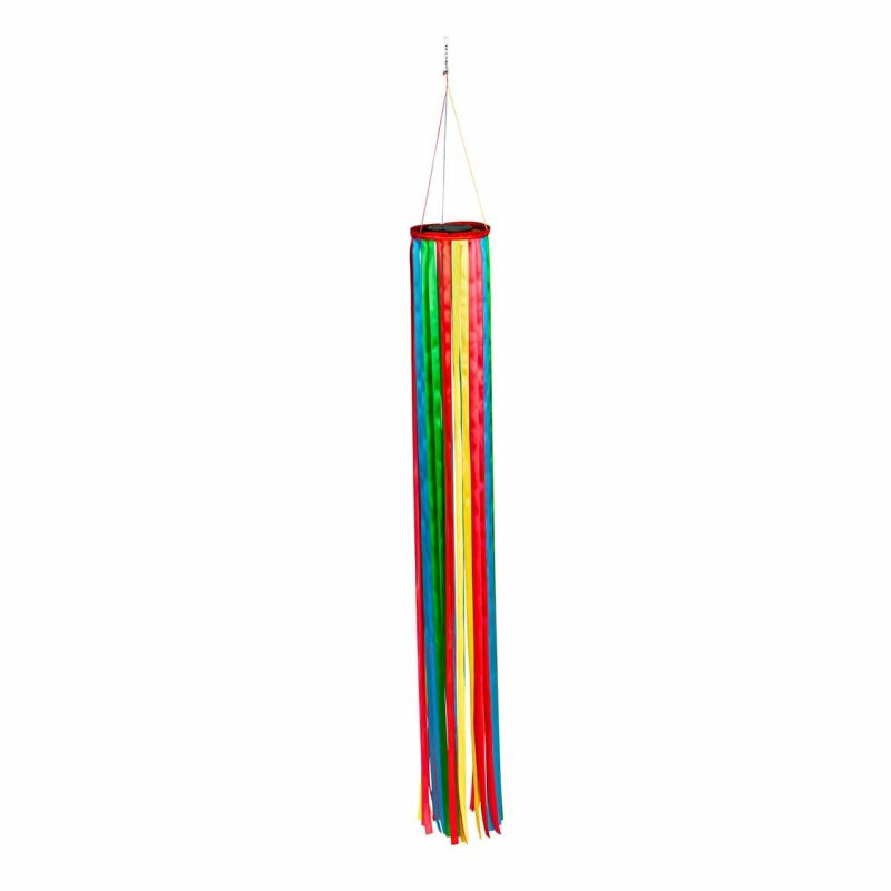 Kinetics & Wind Spinners |   Rainbow Ribbon Solar Powered Windsock, 6"W x 47"H x 6"D Garden Decor Kinetics & Wind Spinners