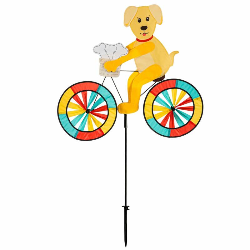 Kinetics & Wind Spinners |   Dog Bicycle Spinner, 29"W x 52"H x 3.15"D Garden Decor Kinetics & Wind Spinners