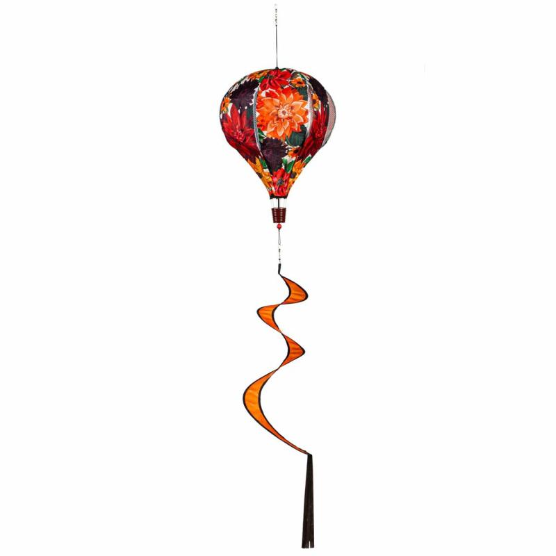 Kinetics & Wind Spinners |   Fall Floral Home Sweet Home Burlap Balloon Spinner, 15"W x 55"H x 15"D Garden Decor Kinetics & Wind Spinners