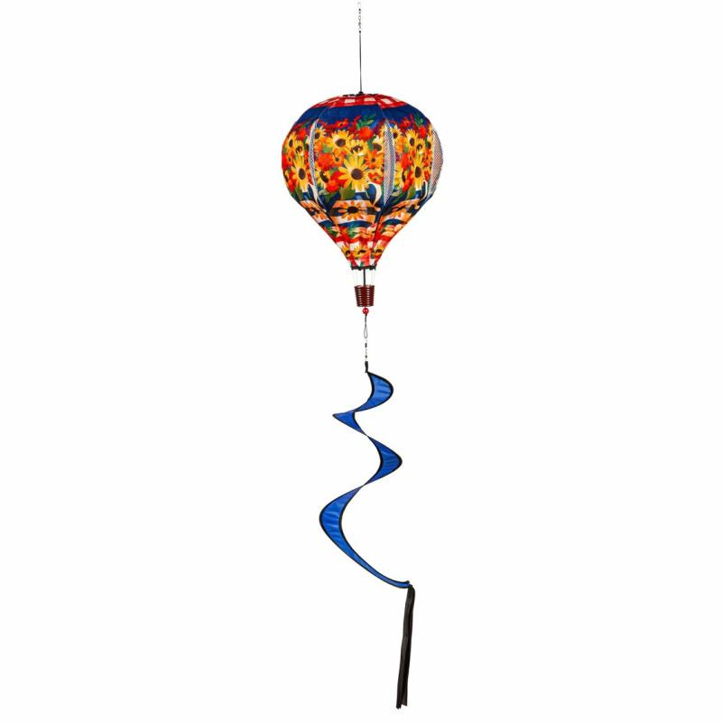 Kinetics & Wind Spinners |   Blessed Floral Arrangement Burlap Balloon Spinner, 15"W x 55"H x 15"D Garden Decor Kinetics & Wind Spinners