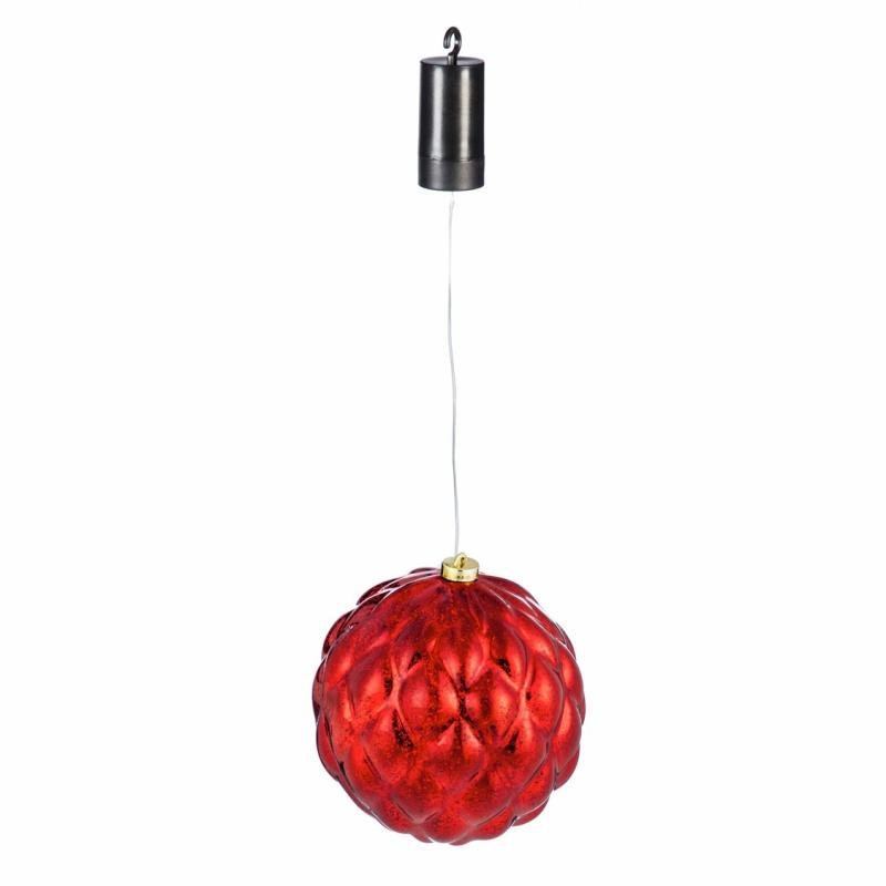 Lanterns & Outdoor Lights |   8" Shatterproof Outdoor Safe Battery Operated Led Ball Ornament, Red, 7.87"W x 7.87"H x 7.87"D Lanterns & Outdoor Lights Lanterns & Outdoor Lights