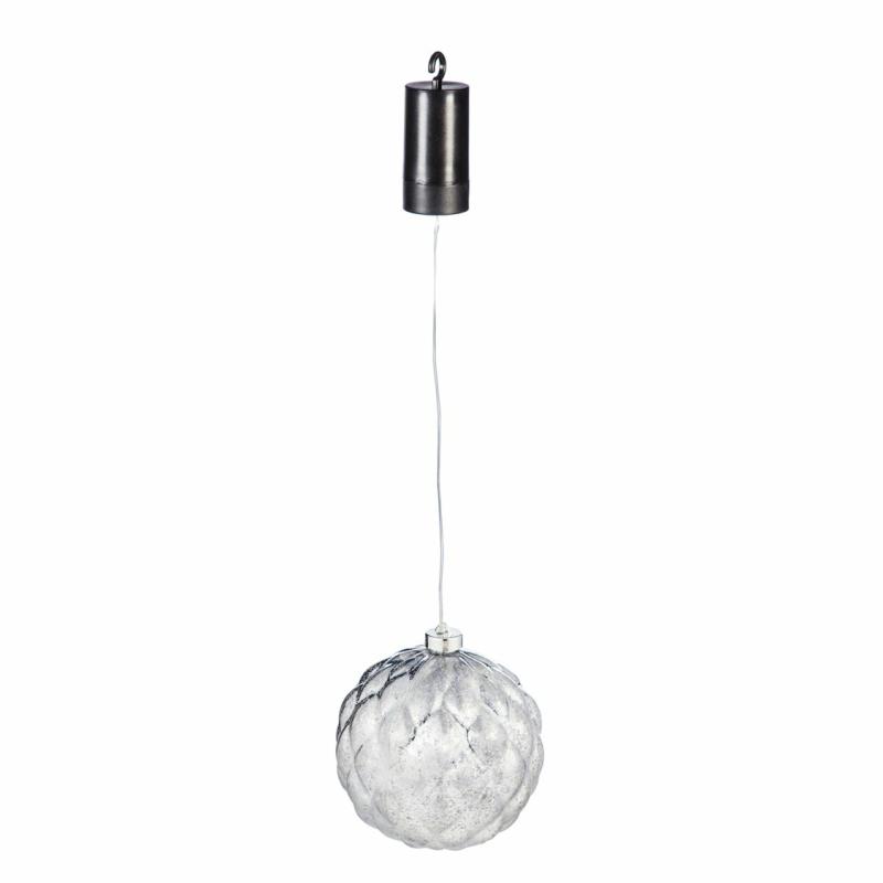 Lanterns & Outdoor Lights |   6" Shatterproof Outdoor Safe Battery Operated Led Ball Ornament, Silver, 5.91"W x 5.91"H x 5.91"D Lanterns & Outdoor Lights Lanterns & Outdoor Lights