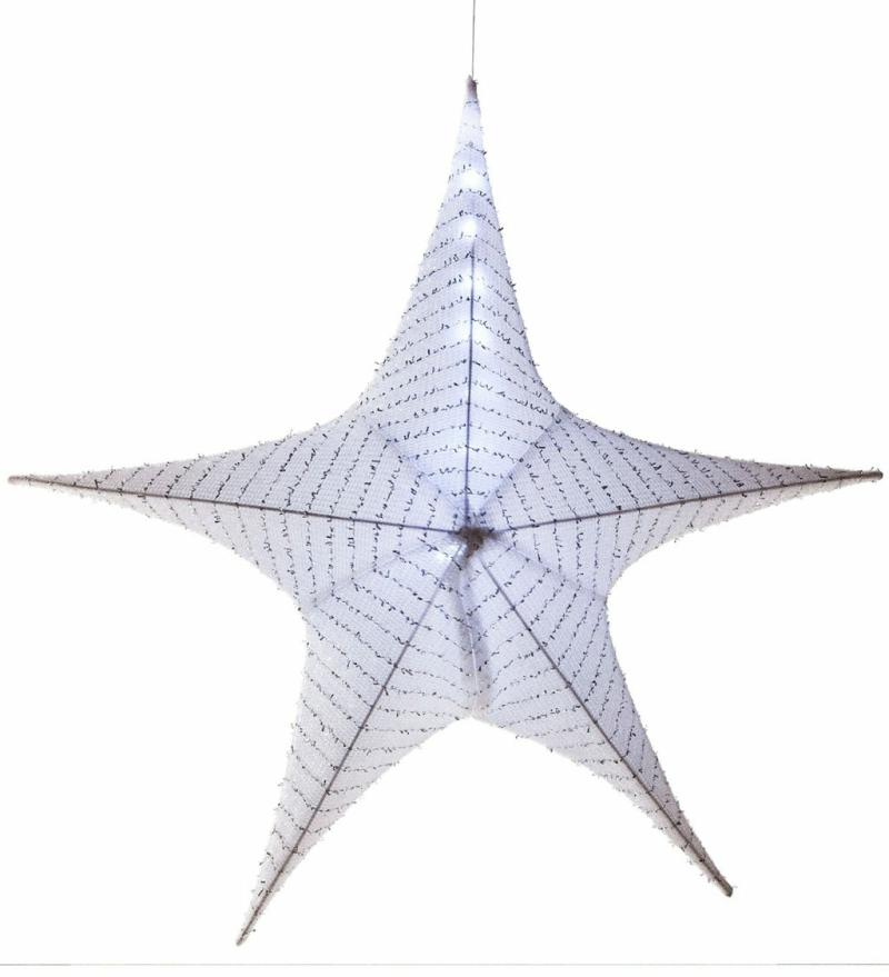 Lanterns & Outdoor Lights |   Large White Lighted Fabric Star, 31"W x 11"H x 31"D Lanterns & Outdoor Lights Lanterns & Outdoor Lights