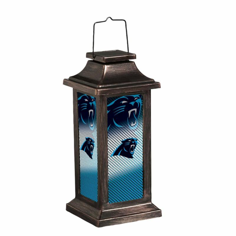 Lanterns & Outdoor Lights |   Solar Garden Lantern, Carolina Panthers, 10"W x 4.38"H x 4.38"D Lanterns & Outdoor Lights Lanterns & Outdoor Lights