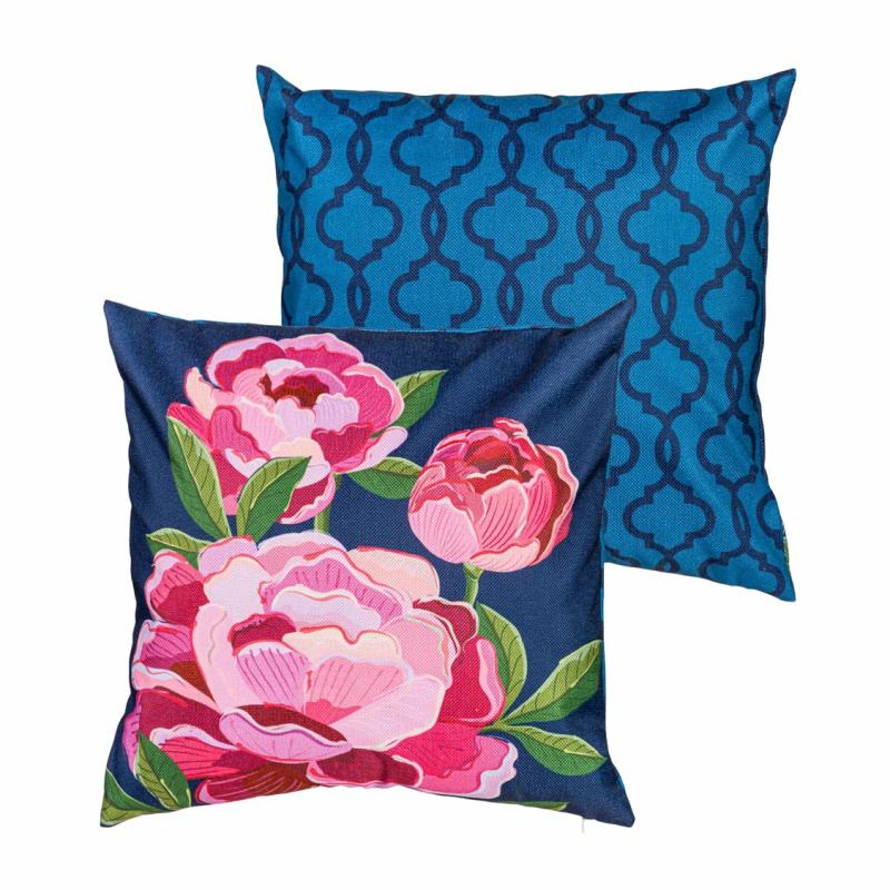 Rugs & Pillows |   Peony Garden Welcome 18" Interchangeable Pillow Cover, 0.25"W x 18"H x 18"D Home Decor Rugs & Pillows