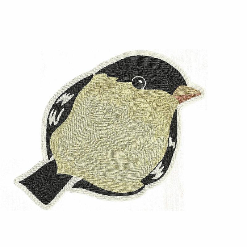 Rugs & Pillows |   Indoor/Outdoor Yellow Finch Shaped Hooked Rug, 27"W x 0.25"H x 37"D Home Decor Rugs & Pillows