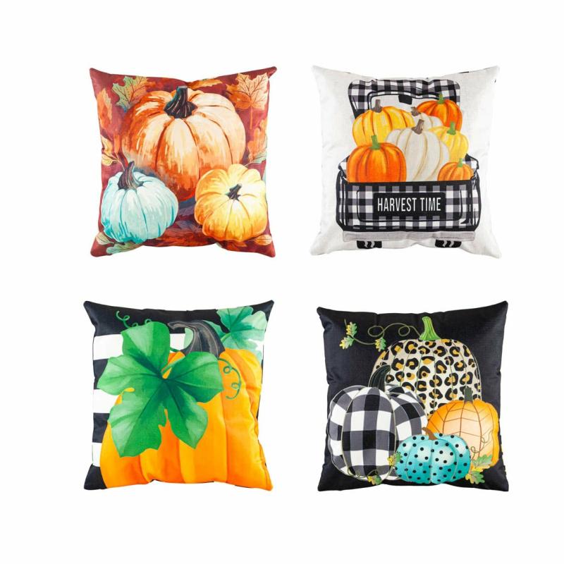 Rugs & Pillows |   Interchangeable Pumpkin Pillow Cover, Set Of 4, 18"W x 1"H x 18"D Home Decor Rugs & Pillows