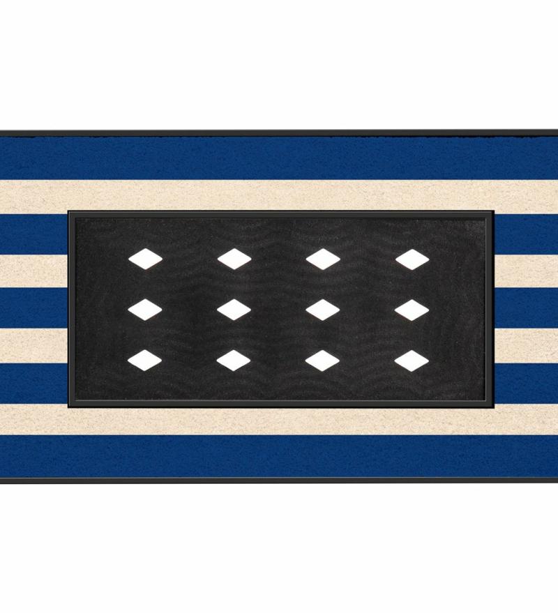 Sassafras Doormats |   Blue And White Stripe Coir Sassafras Switch Mat Tray, 0.56"W x 18"H x 30"D Door Mats Sassafras Doormats