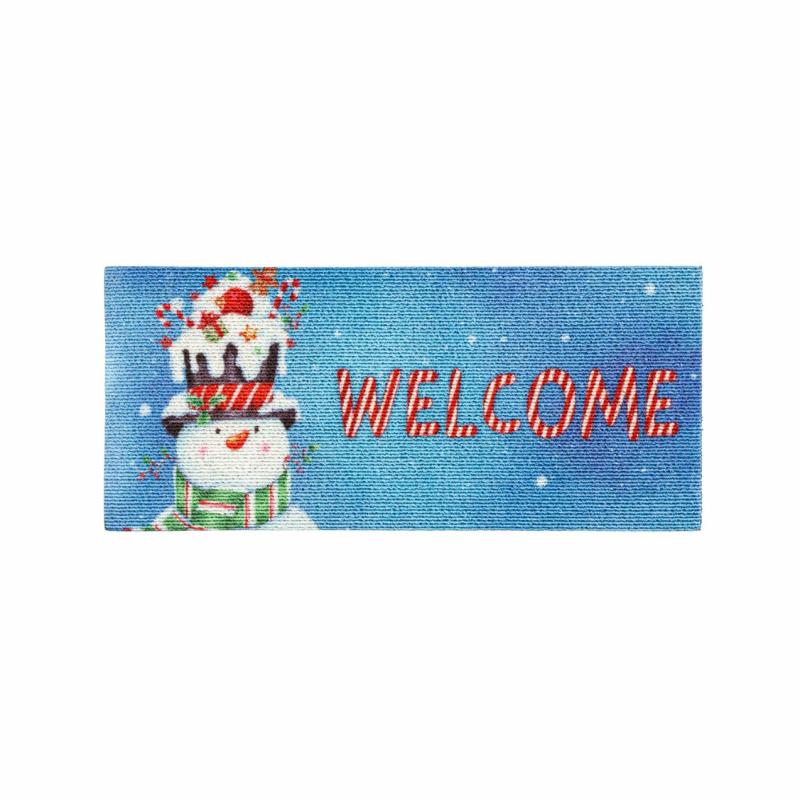 Sassafras Doormats |   Christmas Snowman Textured Sassafras Switch Mat, 0.25"W x 10"H x 22"D Door Mats Sassafras Doormats