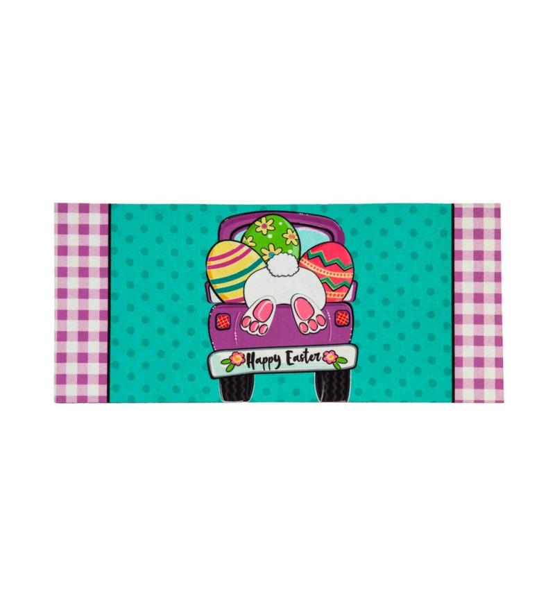 Sassafras Doormats |   Easter Truck Bunny Bottom Sassafras Switch Mat, 22"W x 10"H x 0.25"D Door Mats Sassafras Doormats