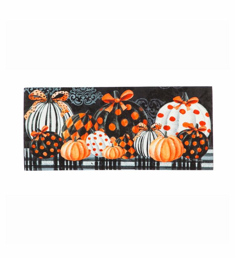 Sassafras Doormats |   Elegant Pattern Pumpkins Sassafras Switch Mat, 0.2"W x 10"H x 22"D Door Mats Sassafras Doormats