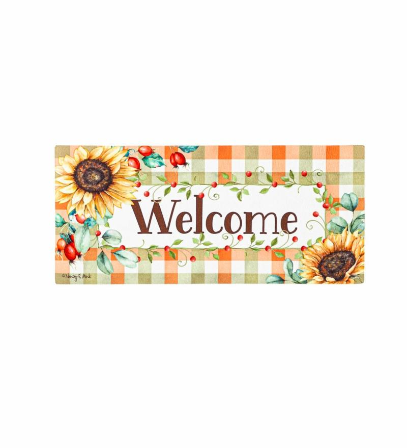 Sassafras Doormats |   Farmhouse Fall Wreath Sassafras Switch Mat, 22"W x 10"H x 0.25"D Door Mats Sassafras Doormats