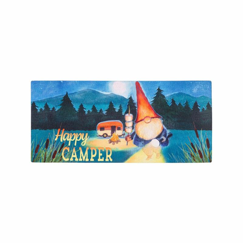 Sassafras Doormats |   Gnome Happy Camper Sassafras Switch Mat, 22"W x 10"H x 0.25"D Door Mats Sassafras Doormats