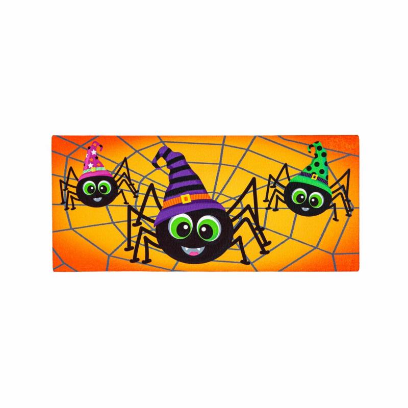 Sassafras Doormats |   Happy Halloween Spiders Sassafras Switch Mat, 0.2"W x 10"H x 22"D Door Mats Sassafras Doormats