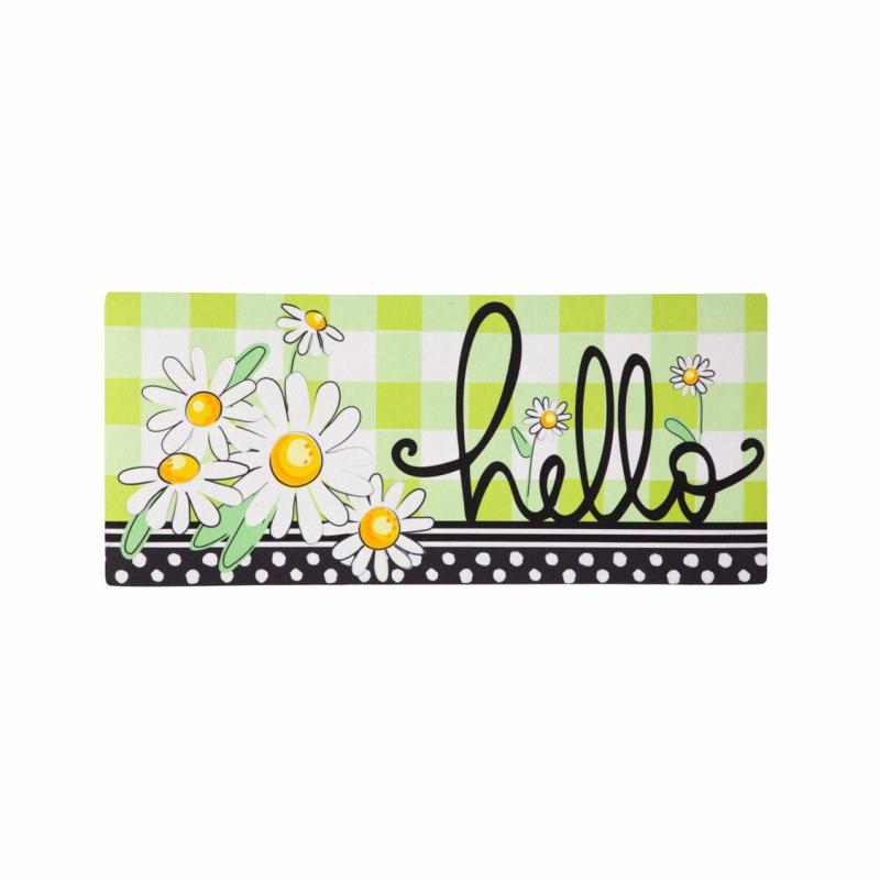 Sassafras Doormats |   Hello Daisy Sassafras Switch Mat, 22"W x 10"H x 0.25"D Door Mats Sassafras Doormats