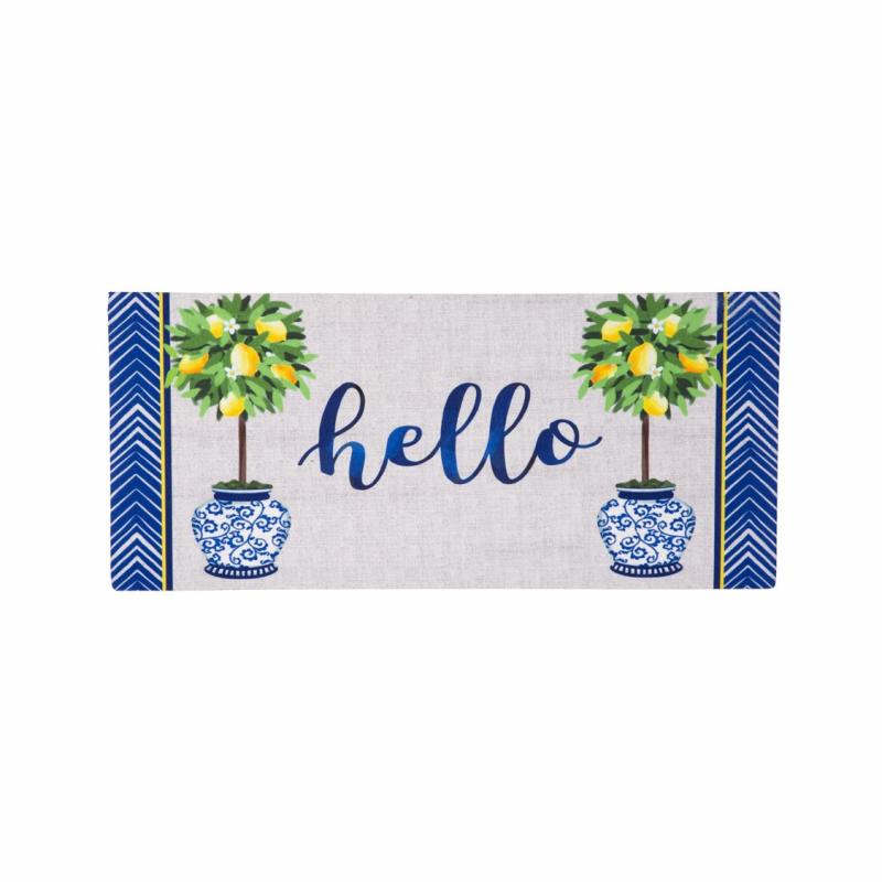 Sassafras Doormats |   Hello Lemon Tree Sassafras Switch Mat, 22"W x 10"H x 0.25"D Door Mats Sassafras Doormats