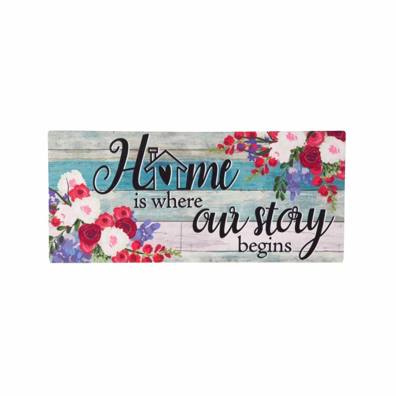 Sassafras Doormats |   Home Is Where Our Story Begins Sassafras Switch Mat, 22"W x 10"H x 0.25"D Door Mats Sassafras Doormats